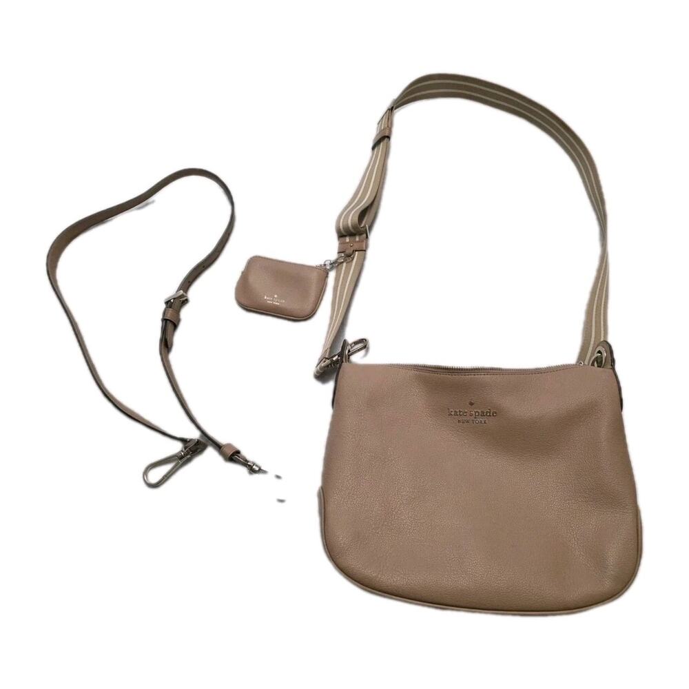 Kate Spade New York Pebbled Leather Shoulder Bag Light Fawn w/ Coin Purse